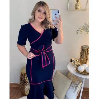 Imagem de Vestido Plus Size Viés Transpassado Moda Feminina Evangélica - Miss Fl