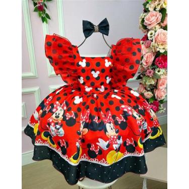 Imagem de Vestido Minnie Vermelho Temáticos Kids - Fabuloso Ateliê, 6, Vermelho
