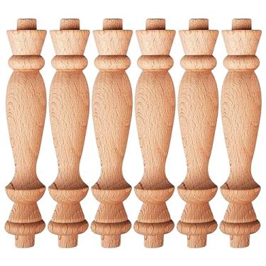 Imagem de TCHOSUZ Pacote com 12 eixos balaústres de madeira inacabados de 10,5 cm, corrimão de madeira não pintada decorativa europeia para bricolage, móveis de escadas, trabalhos em madeira, artesanato