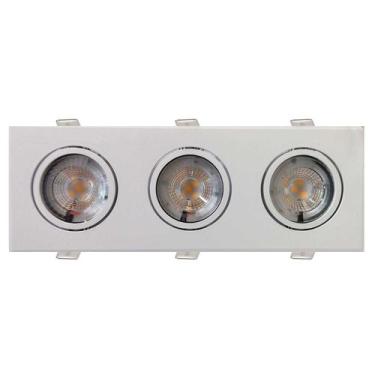 Imagem de KIT 10 SPOT LED TRIPLO DIRECIONAVEL EMBUTIR 15W 3000k BRANCO QUENTE GA