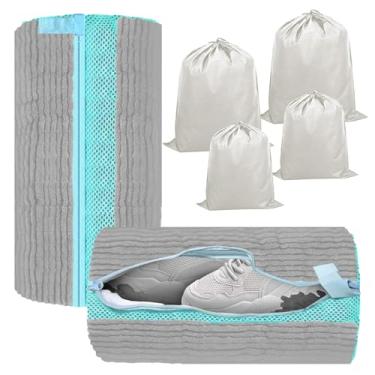 Imagem de (2 + 4 peças) Sacos grandes para máquina de lavar roupa. Sacos reutilizáveis de limpeza de sapatos para lavadora e secadora, 2 sacos de roupa limpa para tênis e tênis. 4 sacos de armazenamento extra