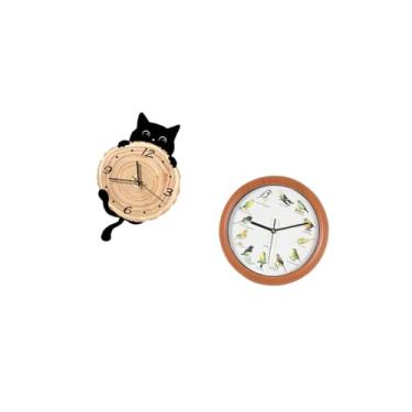 Imagem de IEUDNS Relógio de Parede com Pássaro Cantando, Decoração de Parede, Fácil, Leve, Sem Tique-taque, Relógio Pendurado para Escritório, Quarto Infantil,