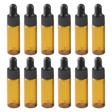 Imagem de 15 frascos conta-gotas de vidro âmbar recarregáveis frascos de óleo essencial pequeno frasco vazio conta-gotas de perfume frascos de amostra de líquido cosmético frascos de tintura marrom com