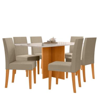 Imagem de Sala de Jantar Helo 160 Tampo Chanf C/V 6L Cadeiras Josi Poliman Móveis