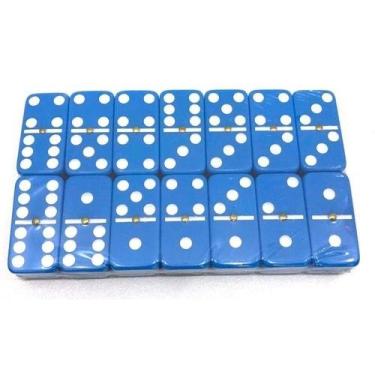 Imagem de Dominó Profissional  de 9mm Com 28 Peças cor AZUL - CAERUS