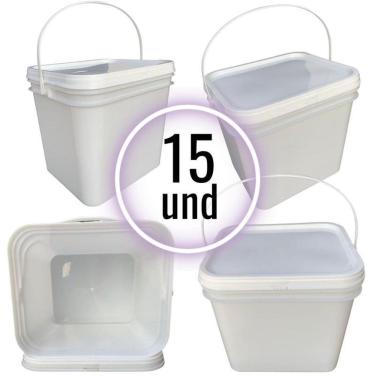 Imagem de Balde P Gelo De 3.6L Retangular Com Tampa Lacre - 15 Pcs