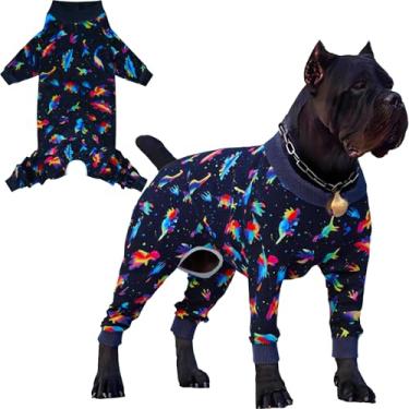 Imagem de Traje cirúrgico Dog Recovery masculino feminino após esterilização, pijama para cães de raça grande, macacão de cachorro, dinossauro, 3GG