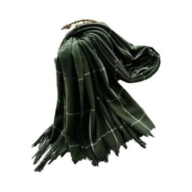 Imagem de Cachecol Xadrez Grosso De Caxemira Feminino, Xale Quente Com Borlas, A