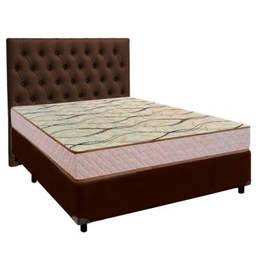 Imagem de Cama + Box Marrom e Colchão D33 Casal - Maxsono Paropas + Cabeceira