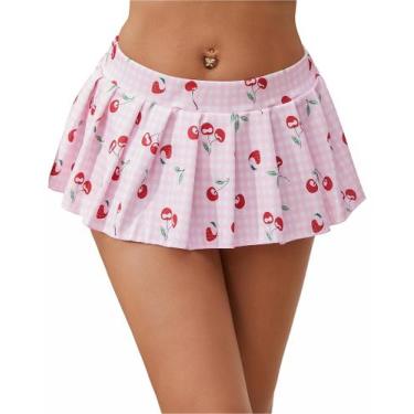 Imagem de Mini saia Enyprok Ruffle Lingerie com estampa de cereja para mulheres