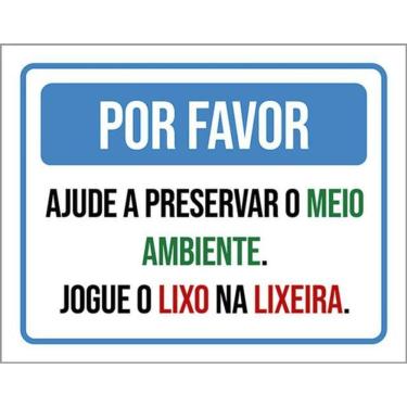 Imagem de Kit 10 Placa Favor Aju Preservar Meio Ambiente Lixo 36X46