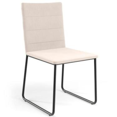 Imagem de Cadeira Decorativa Estofada Para Sala De Jantar Preto Maya L02 Suede B