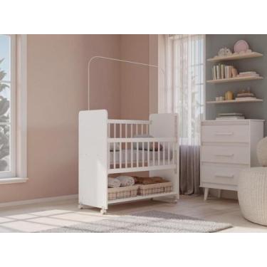 Imagem de Berço com Colchão Infantil Grade Móvel Rodinhas Mosquiteiro - Repleta,