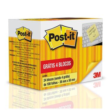 Imagem de Bloco Post It 653 amarelo 100 fls leve 24 pague20 3M
