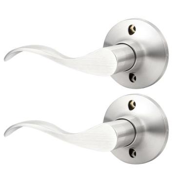 Imagem de Maçaneta de porta GOBEKOR Brushed Nickel Wave Boneco de mão esquerda