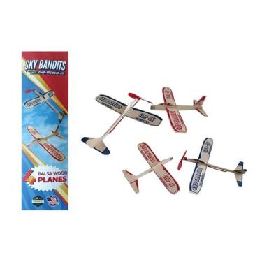 Imagem de Conjunto 4 de kits de avião Balsa Wood  Planadores e aviões a hélice -