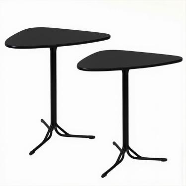 Imagem de Kit 2 Mesas Triangular Alta para Lanchonete Gourmet Tampo 15mm Industrial 60x60 Preto