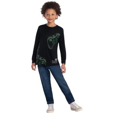 Imagem de Camiseta Manga Infantil Longa Game Master Preto - Brandili