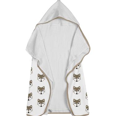 Imagem de Toalha Baby C/ Capuz Tecebem Estampada c/ Fralda  Dori Branco