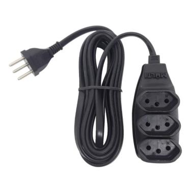 Imagem de Extensão Elétrica 1,5 Metros Bivolt Preto 3t Tripolar 10a