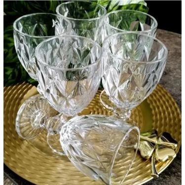 Imagem de Jogo 6 Taças De Vidro 340Ml Cristal Diamond Vinho Suco Água 340ml