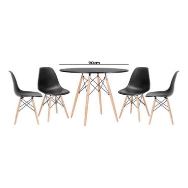 Imagem de Conjunto Mesa Eiffel Redonda 90 Cm Preta + 04 Cadeiras Preto