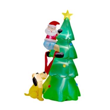 Imagem de UGPLM Árvore de Natal inflável de 7 pés, adereços infláveis ​​de Natal, brinquedo luminoso, decoração de quintal inflável com luz para festa festiva