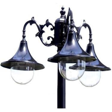 Imagem de Luzes De Poste De Iluminação Ao Ar Livre Vintage Americano Retro Jardim Luz De Rua 2-luzes Lâmpada De Paisagem De Jardim Lanterna De Poste Tradicional Ao Ar Livre à Prova D'Ág, Black, 170CM66.9in