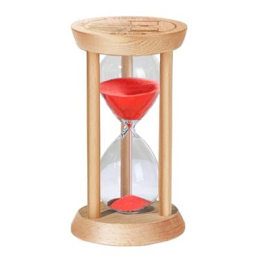 Imagem de SuLiao Temporizador de areia de madeira, ampulheta de 10 minutos, relógio de areia vermelha de madeira, relógio pequeno, temporizador de 10 minutos, ampulheta de vidro para casa, reloj De Arenai