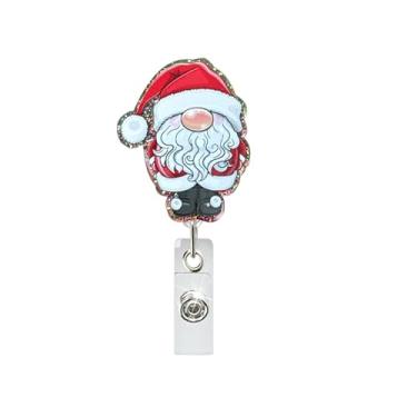Imagem de Carretel de crachá de Natal fofo Papai Noel retrátil para enfermeira médica professora de inverno carretel de crachá de Natal retrátil para estudantes de enfermagem RN NP trabalhador médico