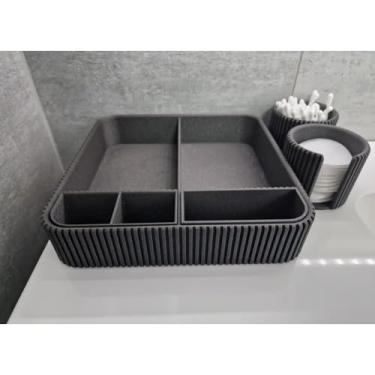 Imagem de Kit Organizador de Banheiro Moderno c/4 Divisorias + 2 Potes Premium Luxo