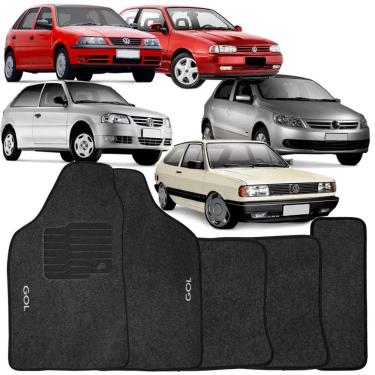Imagem de Tapete Carpete Gol G3 2000 à 2005 Grafite Logo Bordado Jogo 5 Peças Personalizado Automotivo