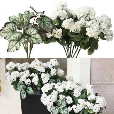 Imagem de Plantas artificiais Clycaloor Outdoor Begonia Boxwood 9 unidades