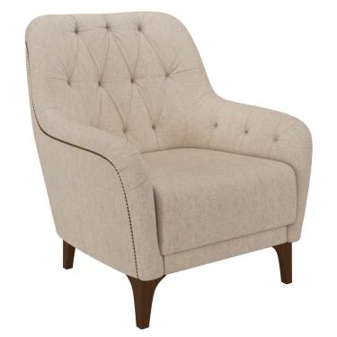 Imagem de Poltrona Decorativa Para Sala De Estar Com Capitonê Pietà M22 Linho Cru - Mpozenato