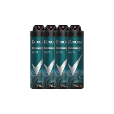 Imagem de Kit 4 Desodorante Antitranspirante Aerosol Masculino Rexona Impacto 72 horas 150ml