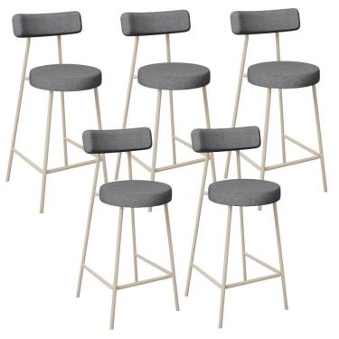 Imagem de Kit 05 Banquetas Baixa Cozinha Sala Jantar Bancada Milão Arena L02 Linho Cinza Escuro - Lyam Decor