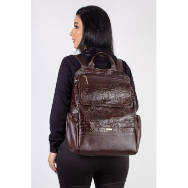 Imagem de Mochila antifurto de couro croco Suzana