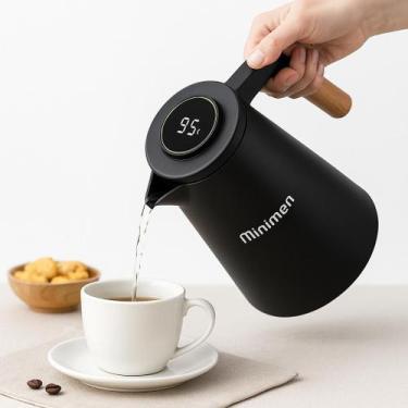 Imagem de Bule Térmico 1000ml com Termômetro Digital MN-732 Preto - Leon