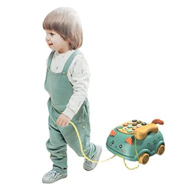 Imagem de Generic Brinquedo de Telefone Com Luz Sonora de Desenho Animado para Bebês, Telefone Bonito Educacional Com Rosto de Gato para Pais e Filhos Interativo, Brinquedo de de Plástico para Bebês (Verde)