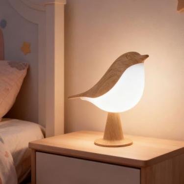 Imagem de IFTHFOUR Abajur De Mesa Sem Fio Bird, Pequeno Cabeceira Com 3 Temperaturas Cor, Sensor Toque E Bateria Recarregável - Luz Noturna Para Crianças, Quarto, Cabeceira, Escritório Uso Externo