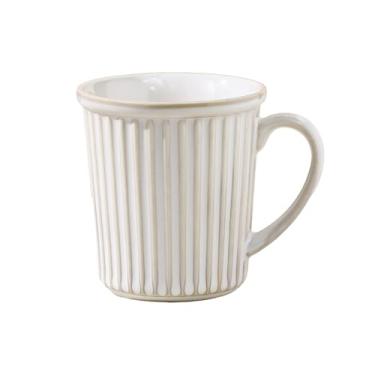 Imagem de WUYIAZHI Caneca de café de cerâmica de 250 ml, copo canelado branco com alça para casa ou escritório, design listrado elegante para chá latte chocolate quente