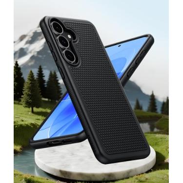 Imagem de Capa para Samsung Galaxy S25-FE, leve, com textura antiderrapante, capa para celular militar – Capa protetora protetora fina e resistente à prova de choque (preto)