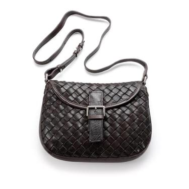 Imagem de IJUN Bolsa tiracolo pequena vintage feita à mão para mulheres - Bolsa de mão de couro bovino curtido com óleo vegetal vegetal tamanho P, Marrom, Vintage