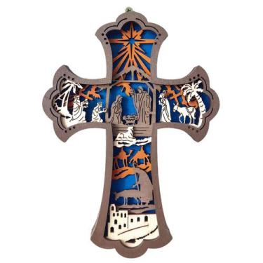 Imagem de Estátuas da Cruz da Natividade Figura de madeira de 22,6 cm feita à mã