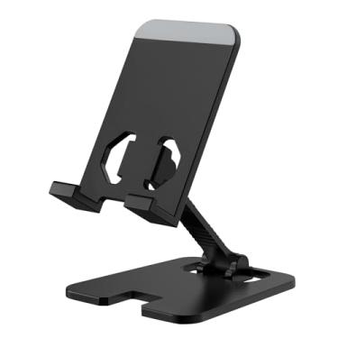 Imagem de Amzpas Suporte de celular ajustável de metal, suporte dobrável para celular de mesa com base antiderrapante e porta de carregamento conveniente, para telefone 17 16 15 14 13 12 11 Pro Xs Xs Max Xr X 8