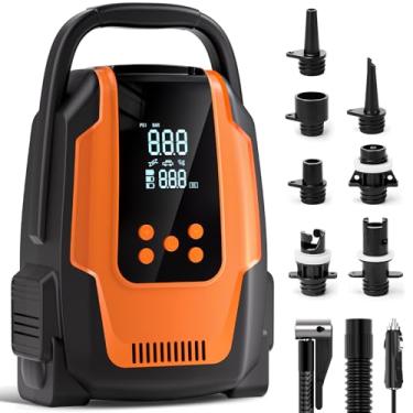 Imagem de Komobe Bomba elétrica para placa de remo, bomba de ar SUP portátil de alta pressão 50PSI com função de desligamento automático e deflação, conector de carro de 12 V CC para pranchas de stand up, pneus