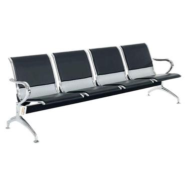 Imagem de Cadeira Longarina Com Est Cromada 4 Lugares Preto