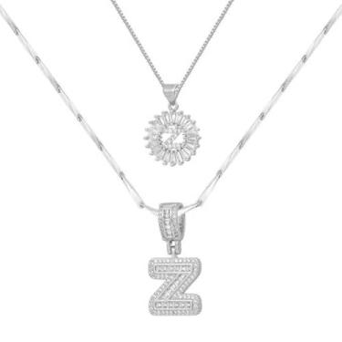 Imagem de Colar feminino com letras douradas/prateadas, banhado a ouro 14K, joias personalizadas com nome personalizado, colar com pingente de iniciais para casal, 2 peças, colar elegante e delicado para