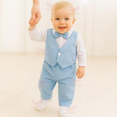 Imagem de Conjunto Infantil Social com Gravata Borboleta Bebê Menino RN a 05 mes