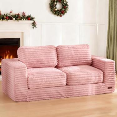 Imagem de MAXYOYO Cadeira Bean Bag Sofá de Dois Lugares, Sofá Estofado de Chão Poltrona Fofa para Quarto e Sala de Estar, Rosa
